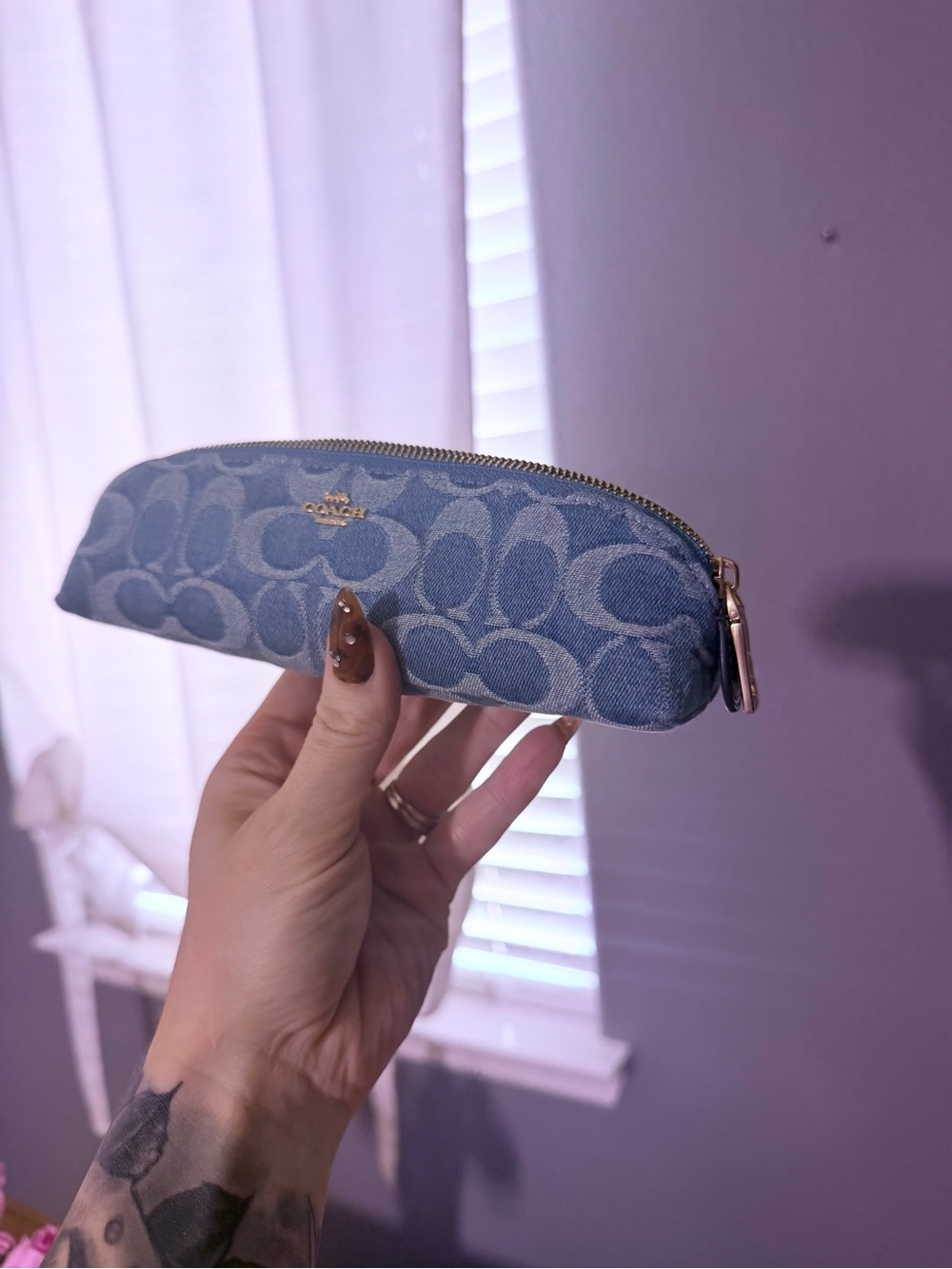 NWOT Coach Denim Pencil Pouch - Picture 5 of 7
